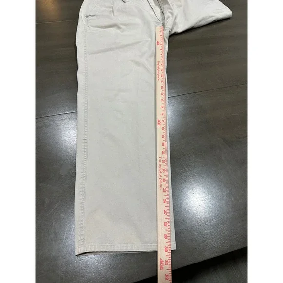 Bugle Boy Mens Pleated Chino Pants 38x32 Khaki Tan Cotton Twill Vintage Basics - Picture 2 of 10